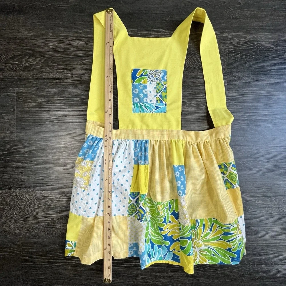 Patchwork Pinafore Apron Wrap Tie Homemade Mini Cottagecore OS Boho Grandma
